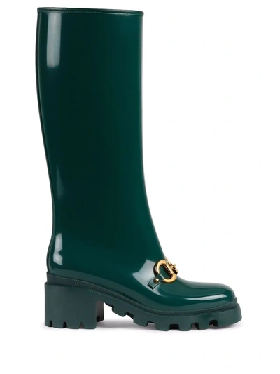Shop Gucci Horsebit-detail Mid-calf Boots In Grün