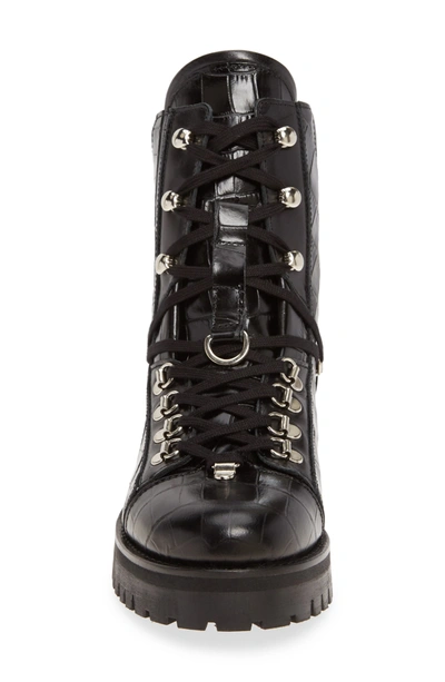 Shop Allsaints Franka Lace-up Hiker Boot In Black Croc Leather