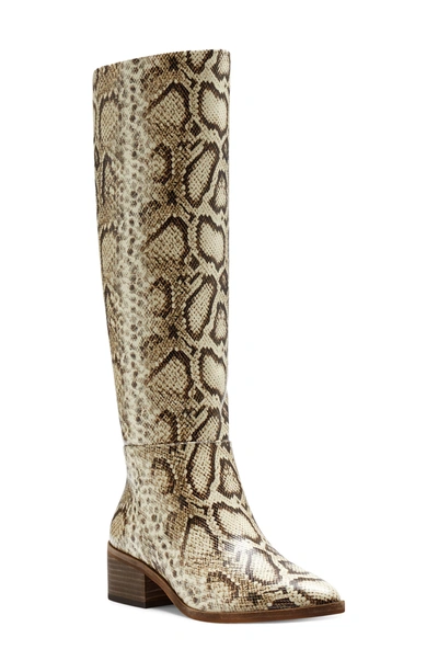 Shop Vince Camuto Beaanna Knee High Boot In Natural Snake Print Leather