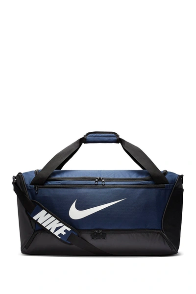 Shop Nike Men's Brasilia Duffle Bag In Mnnavy/white