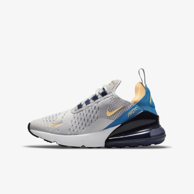 Shop Nike Air Max 270 Big Kids' Shoes In Grey Fog,midnight Navy,imperial Blue,melon Tint