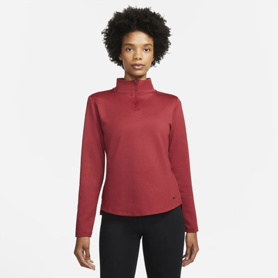 Shop Nike Therma-fit One Women's Long-sleeve 1/2-zip Top In Pomegranate,black