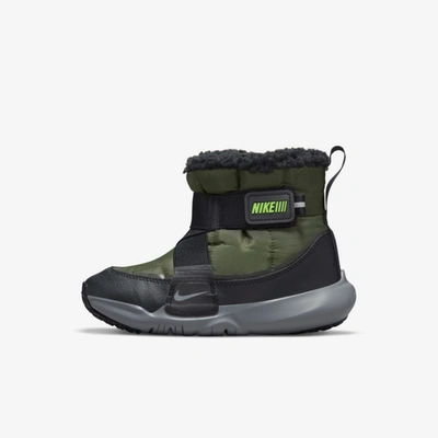 Shop Nike Flex Advance Little Kids' Boots In Cargo Khaki,black,off Noir,green Strike
