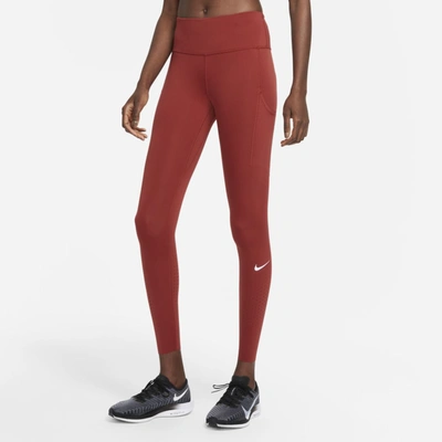 Shop Nike Epic Luxe Women's Mid-rise Pocket Leggings In Dark Cayenne