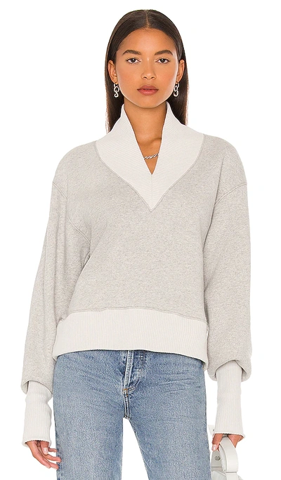 Shop Agolde Klara Extended V-neck Sweatshirt In Grey Heather