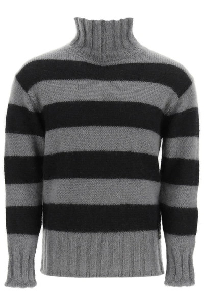 Shop Fendi Striped Turtleneck Sweater In Mixed Colours