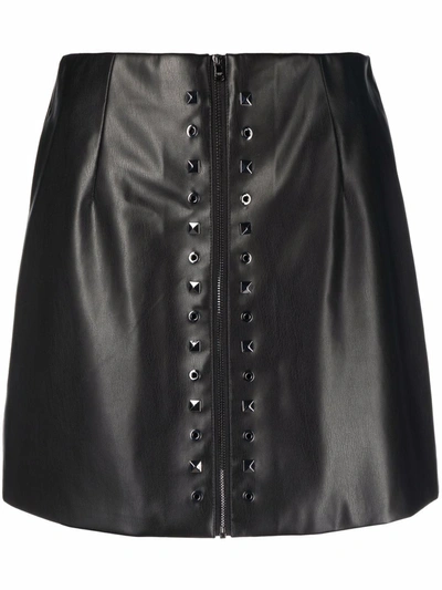 Shop Patrizia Pepe Mini Leather-effect Skirt In Black