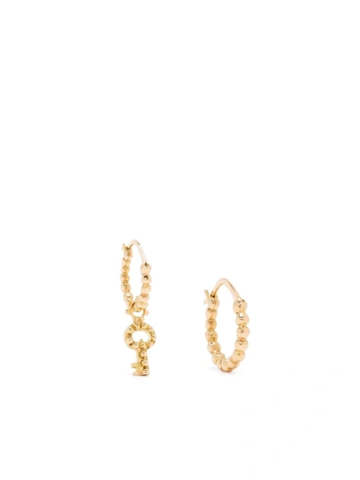 Shop Gaya 18kt Yellow Gold Key Charm Hoop Earrings