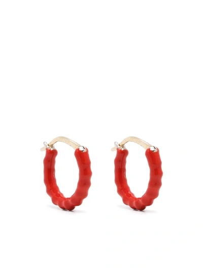 Shop Gaya 18kt Yellow Gold Mini Enamelled Hoop Earrings