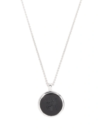 Shop Tom Wood Eros Onyx Pendant Necklace In Silver