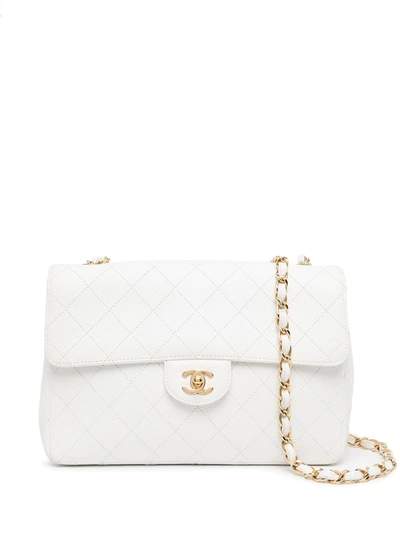 Pre-owned Chanel 2001 Classic Flap Shoulder Bag In White