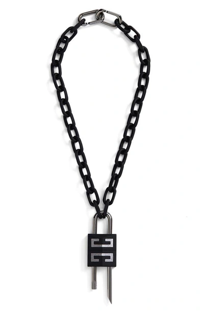 Shop Givenchy Lock Matte Oval Link Necklace In Black