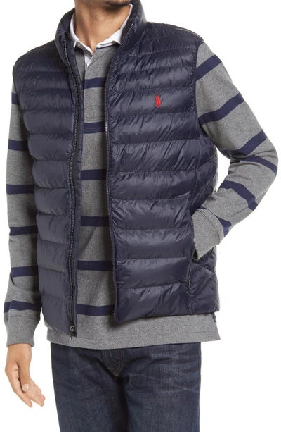 Shop Polo Ralph Lauren Recycled Nylon Packable Vest In Collection Navy