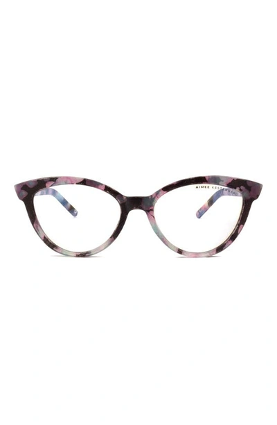 Shop Aimee Kestenberg Madison 52mm Cat Eye Blue Light Blocking Glasses In Opal Tortoise