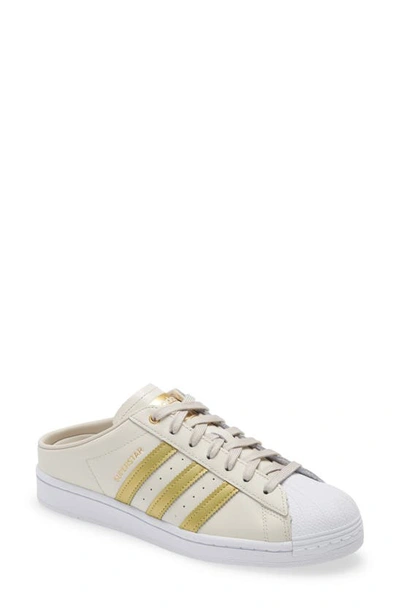 Shop Adidas Originals Superstar Mule Sneaker In Clear Brown/ Gold / White