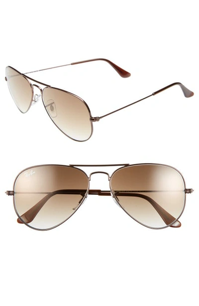Shop Ray Ban Small Original 55mm Aviator Sunglasses In Brown
