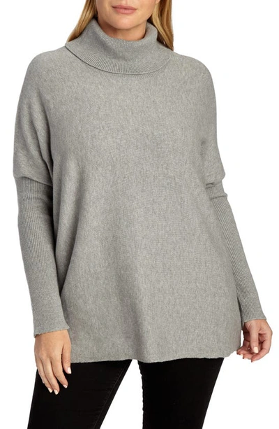 Shop Adyson Parker Turtleneck Poncho Sweater In Rich Heather Grey