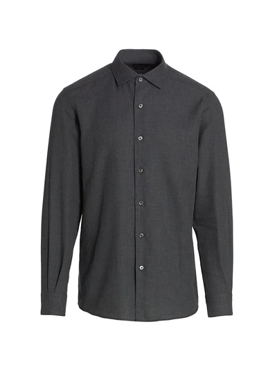 Shop Ermenegildo Zegna Cashco Button-up Shirt In Charcoal