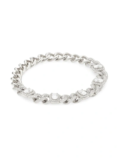 Shop Adriana Orsini Women's Daytime Rhodium-plated Billie Chain Bracelet In Silver Blue