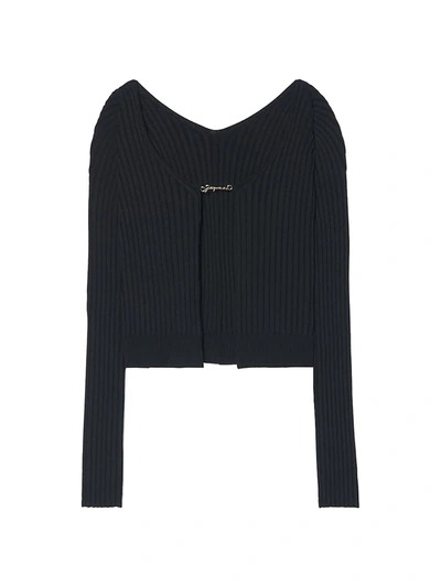 Shop Jacquemus La Maille Pralù Longue Cardigan In Black