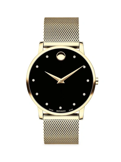 Shop Movado Men's Museum Classic Goldtone Stainless Steel Bracelet Watch In Black