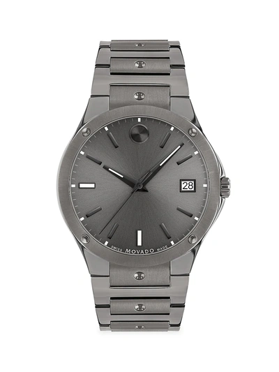 Shop Movado Men's Se Pvd-plated Stainless Steel Bracelet Watch In Grey