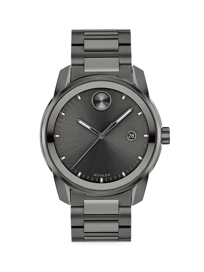 Shop Movado Bold Verso Gunmetal Plated Bracelet Watch In Grey