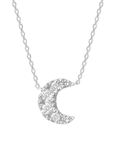 Shop Djula Women's Magic Touch 18k White Gold & Diamond Moon Pendant Necklace