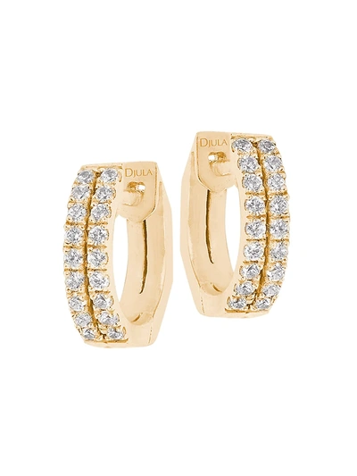 Shop Djula Graphique Diamond Hoop Earrings In Yellow Gold