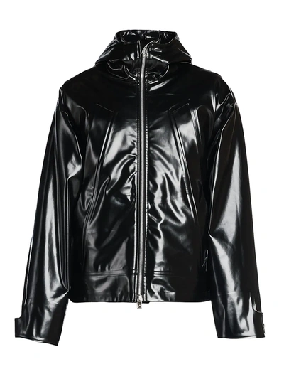 Shop Bottega Veneta Rubber Coated Zip-up Jacket In Black