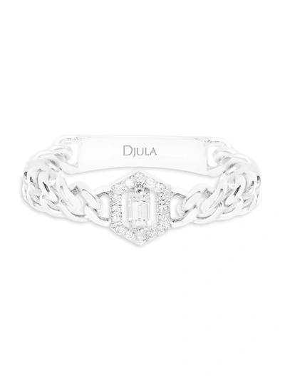 Shop Djula Women's Sublissime 18k White Gold & Diamond Curb Chain Ring