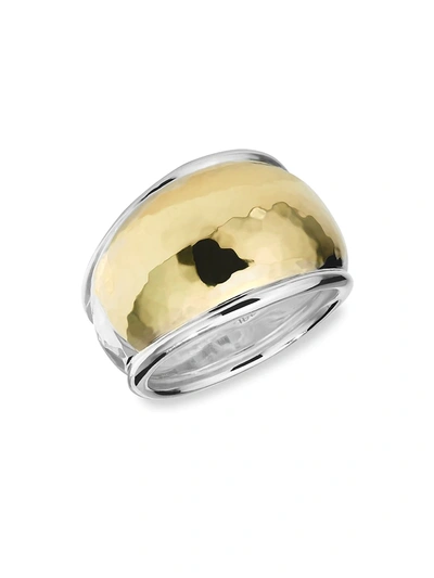 Shop Ippolita Women's Chimera Sterling Silver & 18k Gold Classico Hammered Dome Ring In Silver Gold