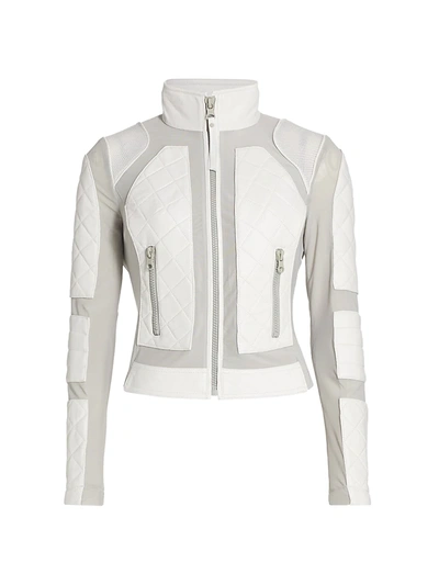 Shop Blanc Noir Leather Moto Jacket In White