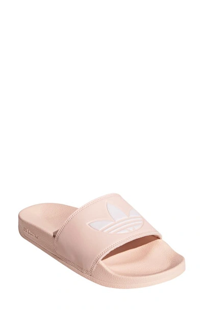 Shop Adidas Originals Adilette Comfort Slide Sandal In Pink Tint/ White/ Pink Tint