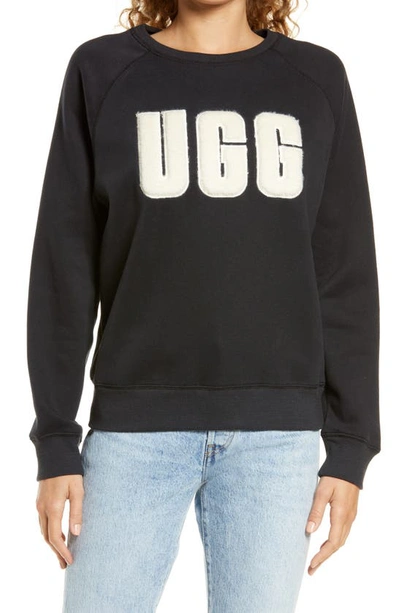 Shop Ugg Collection Madeline Fuzzy Logo Graphic Sweatshirt In Black / Cream