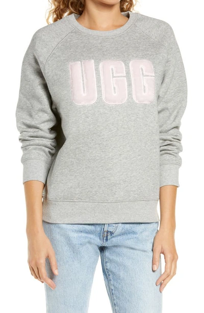 Shop Ugg Collection Madeline Fuzzy Logo Graphic Sweatshirt In Grey Heather / Sonora