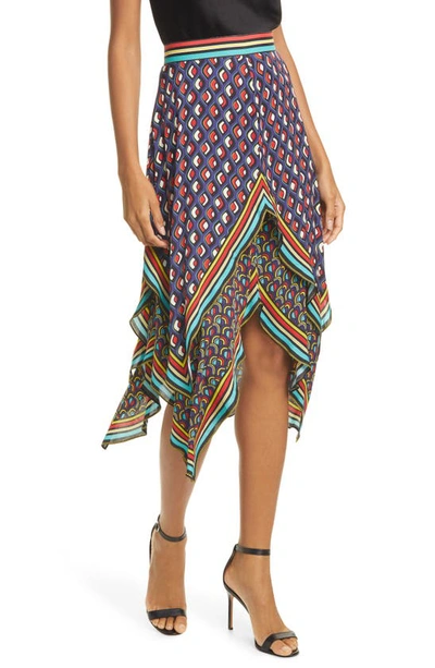 Shop Alice And Olivia Maura Tiered Handkerchief Skirt In Mod Moon Multi