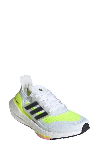 Shop Adidas Originals Ultraboost 21 Running Shoe In White/ Black/ Solar Yellow