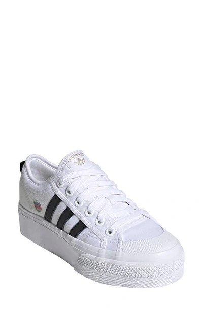 Shop Adidas Originals Nizza Platform Sneaker In Wonder White/ White/ Sky