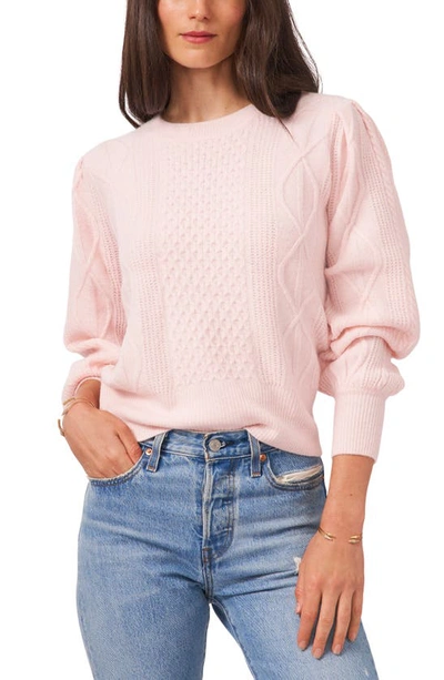 Shop 1.state Variegated Cables Crew Sweater In Pink Lotus