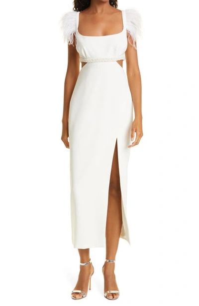 Shop Likely Taliah Feather Trim Gown In White