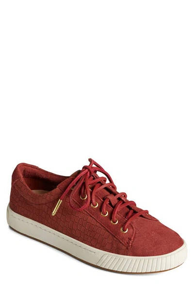 Shop Sperry Anchor Plushwave Croc Embossed Sneaker In Henna