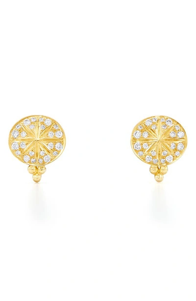 Shop Temple St Clair Celestial Sorcerer Diamond Stud Earrings In Yellow Gold