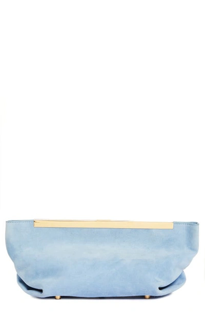 Shop Khaite The Aimee Envelope Pleat Leather Clutch In Atmosphere
