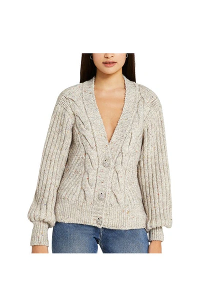 River Island Chunky Knitted Boxy Cardigan In Beige-neutral | ModeSens