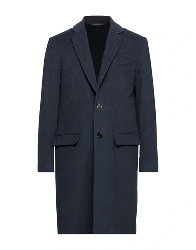 Shop Messagerie Man Coat Midnight Blue Size 40 Cotton In Dark Blue