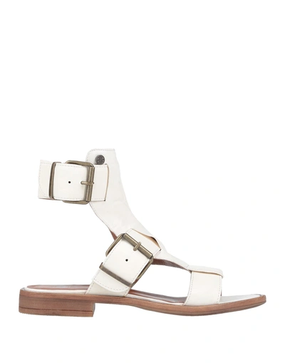 Shop Oxs O. X.s. Woman Sandals Ivory Size 6 Soft Leather In White