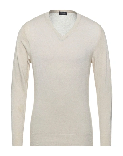 Shop Drumohr Man Sweater Light Brown Size 40 Linen, Polyester In Beige