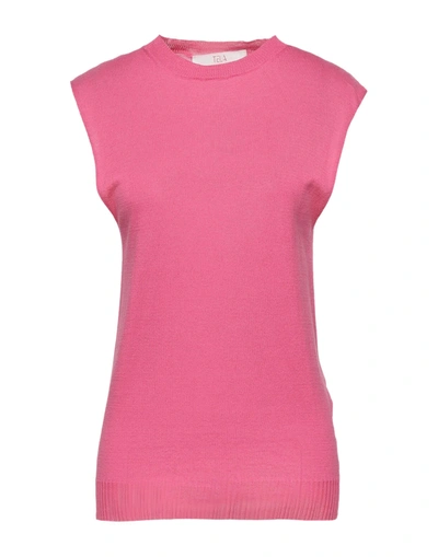 Shop Tela Woman Sweater Fuchsia Size M Cotton, Cashmere In Pink
