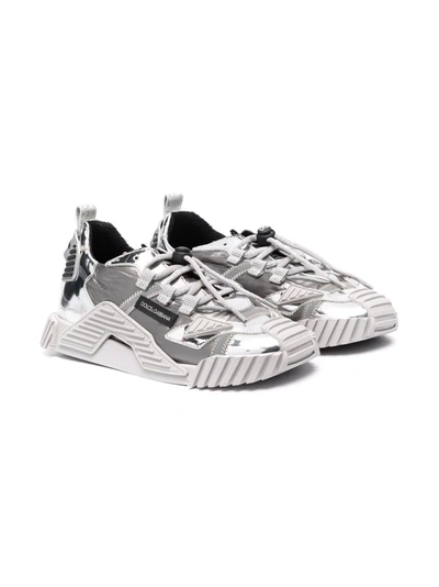 Shop Dolce & Gabbana Lace-up Low-top Sneakers In Silver